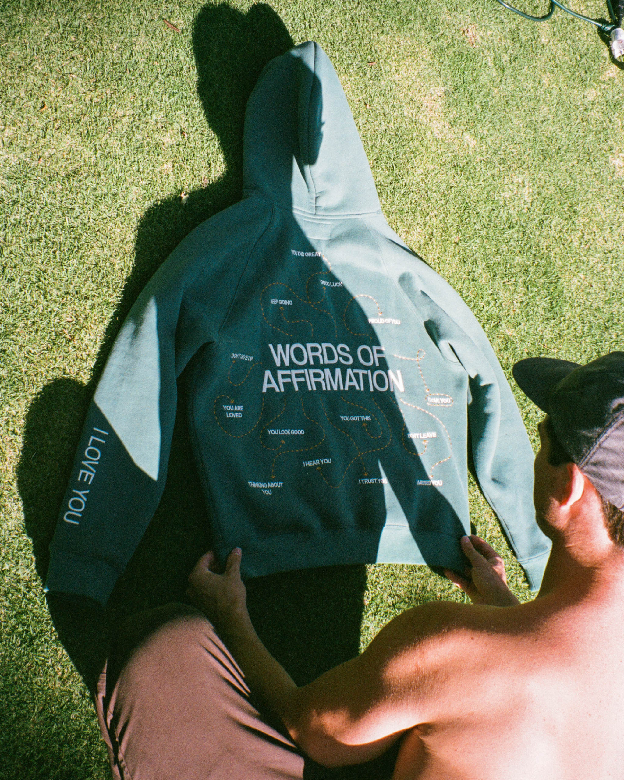"Words of Affirmation" Oversized Lux Hoodie in Green - Image 5