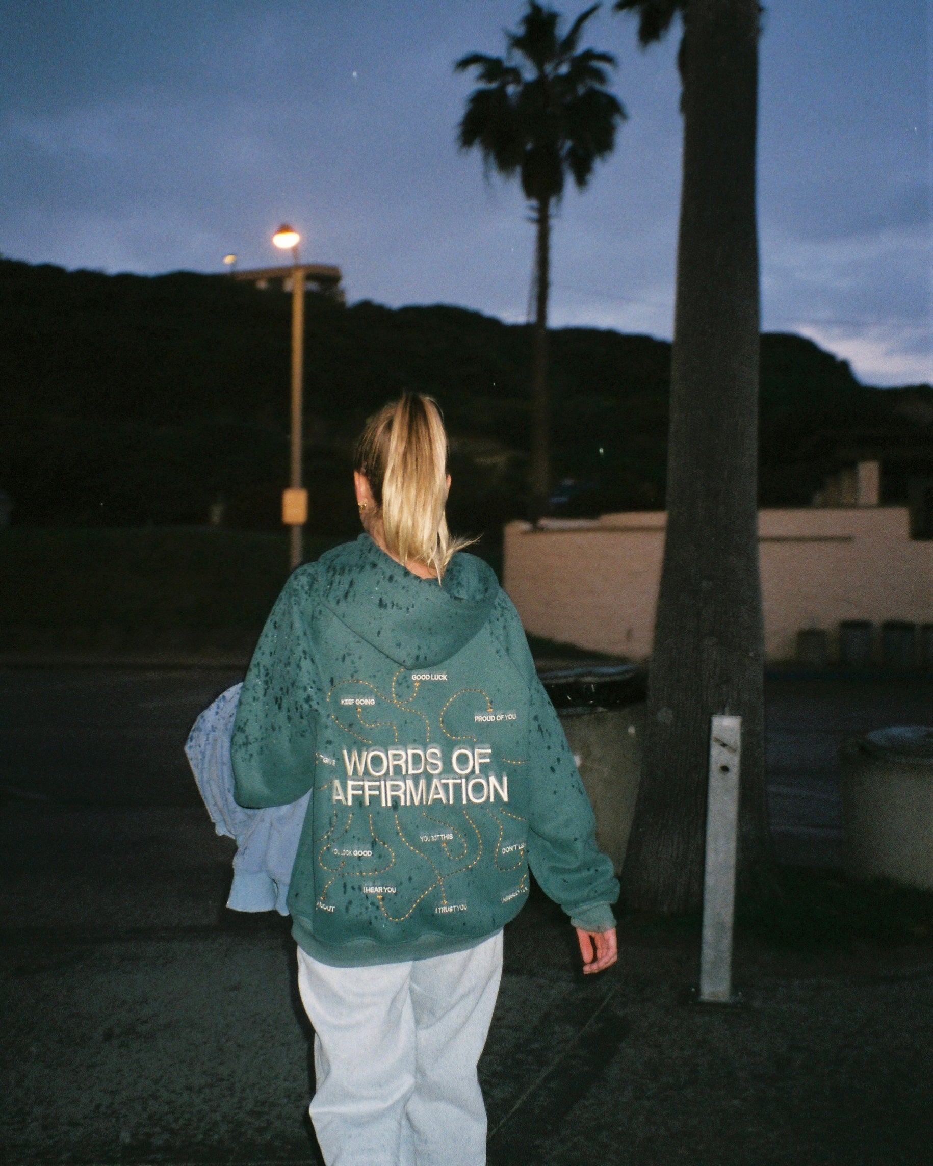 "Words of Affirmation" Oversized Lux Hoodie in Green - Image 11